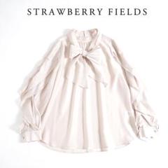 184t*新品 ストロベリーフィールズ フリル袖シアーギャザーリボン ブラウス