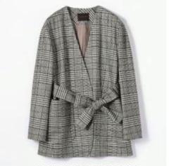 美品　トゥモローランドコレクション　チェック　ジャケット　ベルト付き　シルク混 美品 トゥモローランドコレクション チェック ジャケット ベルト