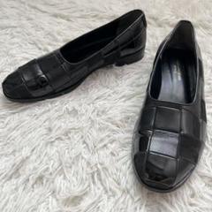 美品(トリココムデギャルソン)24.5 黒 レザー ローヒール