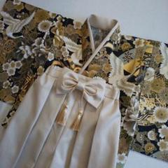 ベビー袴ハンドメイド　袴70〜80 ベビー袴 葉柄刺繍ホワイト×サンドベージュ 70/80 ベビー服 KANA