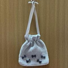 【最終価格】ハンドバッグ 巾着袋 グレー リボン