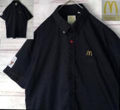 McDonald's マクドナルド 刺繍ロゴ 半袖シャツ BDシャツ 黒 M