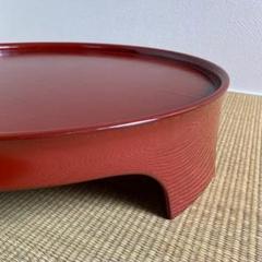 直径45cm瀬戸國勝 輪島塗 脚付膳 朱漆 根来塗 布着 布目塗 作家物 茶道具 直径45cm瀬戸國勝 輪島塗 脚付膳 朱漆 根来塗 布着 布目塗 作家