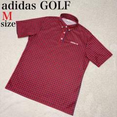 アディダス adidas GOLF ポロシャツ M 赤 黒 白 メンズ　総柄