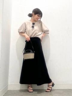 リネンブレンドフレアロングスカート(丈標準85.0～92.0cm)