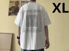 Tシャツ ビッグ シルエット ペイズリー 半袖 ストリート ホワイト
