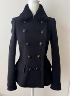 極美品Burberry 黒 ウール ダブルブレスト ピーコートXS-Sサイズ