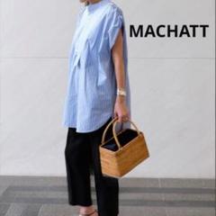 MACHATT タックスリーブパフブラウスF 半シャツ ネイビー マチャット machatt タックスリーブパフブラウス