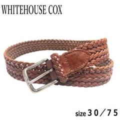 【美品】ホワイトハウスコックス レザーメッシュベルト ブラウン 30/75 美品】ホワイトハウスコックス 編み込み メッシュ レザー ベルト