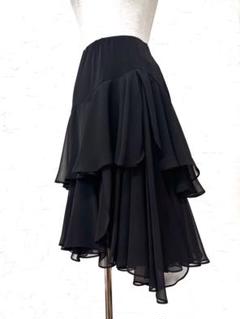【ラテン】新品 ジョーゼット切替え デザインスカートs595