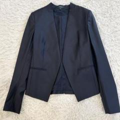 美品★セオリー　ノーカラージャケット　光沢　ネイビー　サイズ0