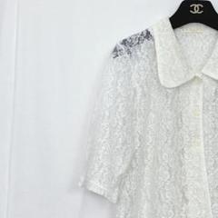 美品✨ 希少 キャサリン 総レース 半袖 シャツ 日本製 昭和 レトロ 丸襟 白