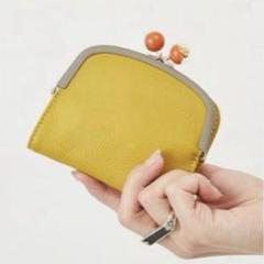 ♡ear PAPILLONNER 牛革がま口　2つ折り財布　イエロー ear PAPILLONNER 財布 「WEB限定」牛革がま口折り財布