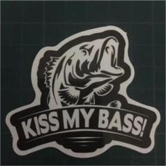 【No.25】新品防水ステッカー シール KISS MY BASS 魚 モノクロ