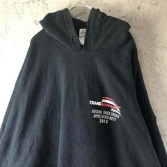 Z2734古着　パーカー　ブラック　バックプリント　90s Y2K