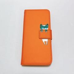 Galaxy S8 ケース SC-02J SCV36 手帳型 オレンジ カエル