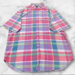 Ralph Lauren 半袖チェックシャツ BLAKE マルチカラー　ピンク