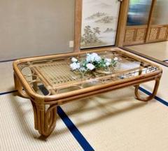 【値下げ】ローテーブル ラタン 籐飾り