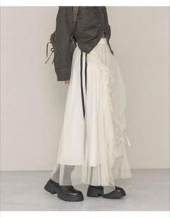 【新品】PAGEBOY　ラインチュールロングスカート ホワイト