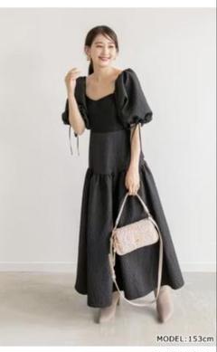 【美品】RANDA ランダ 2wayスリーブギャザーデザインワンピース ネイビー RANDA（ランダ）の「2WAYスリーブギャザーデザインワンピース
