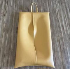 イエロー BOXティッシュカバー　フェイクレザー