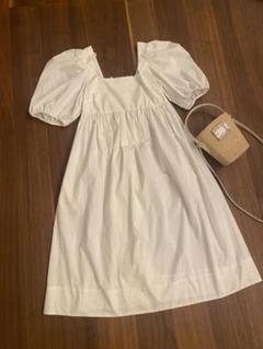 MEIMEIJ メイメイジェイ　スクエアネックパフスリーブワンピース　36