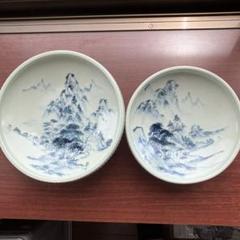 山水画 円形皿　大皿 有田焼 山徳窯 染付山水絵 超大皿 飾り皿 直径約45.8センチ 古