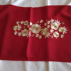 振袖用赤地 ゴールド花柄 帯揚げ