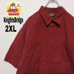 USA古着 KnightsBridge　半袖ボタンシャツ2XL　レッド