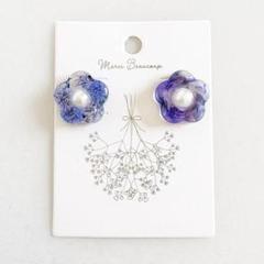 うるうるお花とパールのピアス/イヤリング*＊ラベンダー＊*