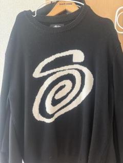 Stussy スワールロゴ ニットセーター XL ブラック - メルカリ