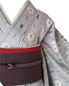 未使用　小紋反物　紬　グレー　花模様　着物　043a d 2025年最新】着物 紬 グレーの人気アイテム - メルカリ