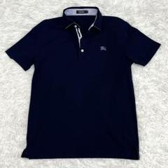 極美品　バーバリーブラックレーベル　ポロシャツ　半袖　ホースロゴ　L相当　紺色 BURBERRY BLACK LABEL - 【BURBERRY BLACK LABEL】バーバリー