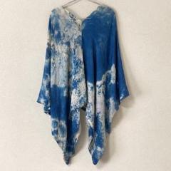 ハンドメイド チュニック ＊ 藍染 シルク 絹 ゆったりシルエット Vネック