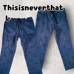 Thisisneverthat デニムパンツ 刺繍ロゴ インディゴブルー L