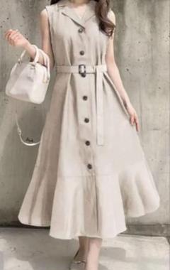 GRL 完売品 ベルト付きオープンカラーマーメイドワンピース[tg606]