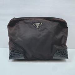 k1260 PRADA ポーチ ナイロン クロコ 三角ロゴ