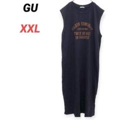 GU ジーユー　ロングワンピース　ノースリーブワンピース　ネイビー　オレンジ