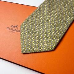 美品 エルメス HERMES ネクタイ シルク100% フランス製 イエロー