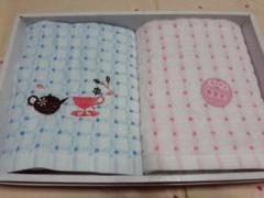 無撚糸ふんわり ドット刺繍ポイント ペアフェイスタオル