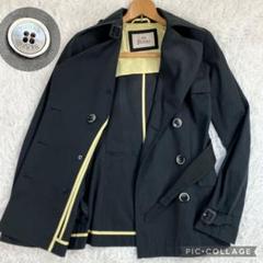 HERNO ヘルノ トレンチコート ベルト付き ショート丈 ロゴボタン 黒色 L HERNO ヘルノ トレンチコート ベルト付き ショート丈 ロゴボタン