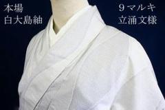 ★専用★美品 本場白大島紬 9マルキ オフホワイト 白藤色 身丈161.5cm 単衣】白大島 9ﾏﾙｷ 本場大島紬 小紋 正絹 蔦の葉 白 紫 青 オフ
