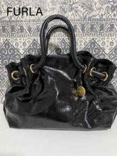 良品　FURLA フルラ　ハンドバッグ　カルメン　シボ革　肩掛け　ブラック FURLA CARMEN カルメン / フルラ ペブルドレザー 牛革 定番 シボ