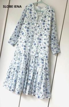 イエナ　ロングティアードワンピース　花柄ワンピース　スキッパーワンピース