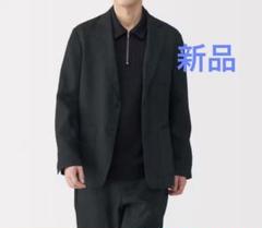 無印良品 新品 紳士 リネン洗いざらしジャケット 紳士M 黒