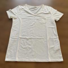 レディースオフホワイト Vネック Tシャツ