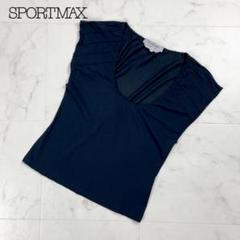 美品 SPORTMAX Uネックノースリーブカットソー 黒 サイズL*ED788