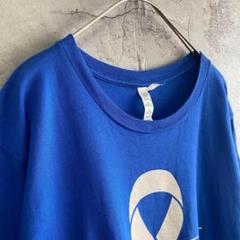 古着 アメリカ輸入 両面プリント Tシャツ 半袖 青色 英文字 ゆるだぼ