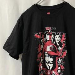 N-4145 Hanes アメリカ古着 ブラックプリント Tシャツ 半袖 M