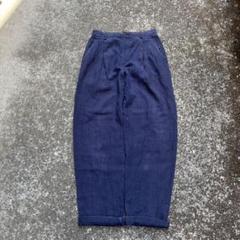 希少 80s BANANA REPUBLIC リネンスラックス ツータック 紺